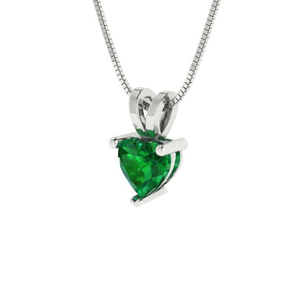 0.5cttw Heart Cut Emerald Gold-Plated 925 Silver Pendant and 18" Box-Chain Necklace