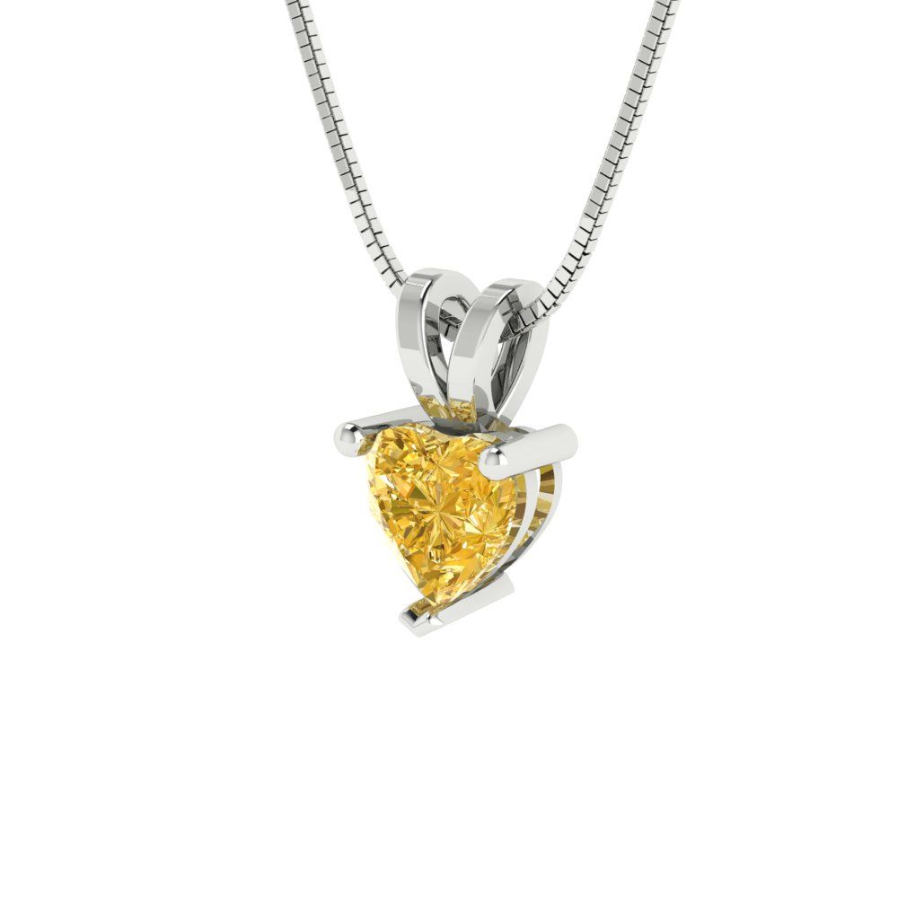 0.5cttw Heart Cut Citrine Gold-Plated 925 Silver Pendant and 18" Box-Chain Necklace