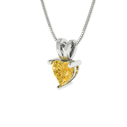 0.5cttw Heart Cut Citrine Gold-Plated 925 Silver Pendant and 18" Box-Chain Necklace