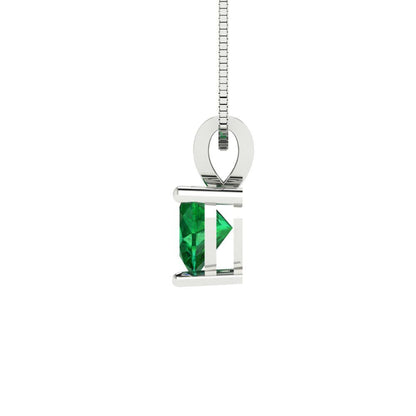 0.5cttw Heart Cut Emerald Gold-Plated 925 Silver Pendant and 18" Box-Chain Necklace