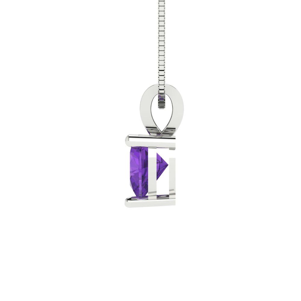 0.5cttw Heart Cut Amethyst Gold-Plated 925 Silver Pendant and 18" Box-Chain Necklace