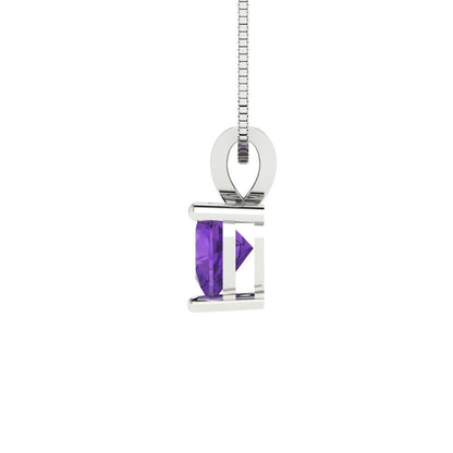 0.5cttw Heart Cut Amethyst Gold-Plated 925 Silver Pendant and 18" Box-Chain Necklace