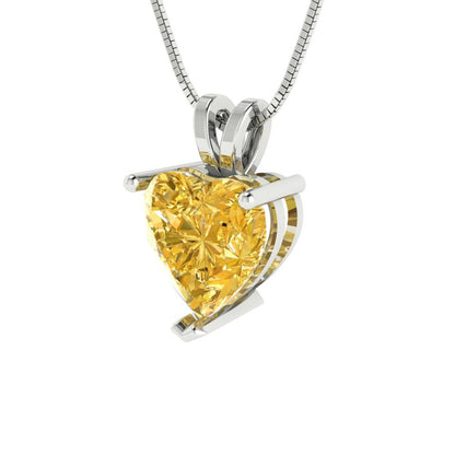 2cttw Heart Cut Citrine Gold-Plated 925 Silver Pendant and 18" Box-Chain Necklace