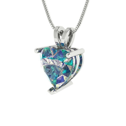2cttw Heart Cut Blue Moissanite Gold-Plated 925 Silver Pendant and 18" Box-Chain Necklace
