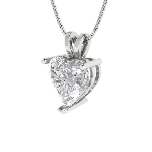 2cttw Heart Cut Clear Gold-Plated 925 Silver Pendant and 18" Box-Chain Necklace
