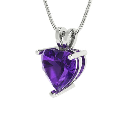 2cttw Heart Cut Amethyst Gold-Plated 925 Silver Pendant and 18" Box-Chain Necklace