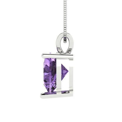 2cttw Heart Cut Alexandrite Gold-Plated 925 Silver Pendant and 18" Box-Chain Necklace