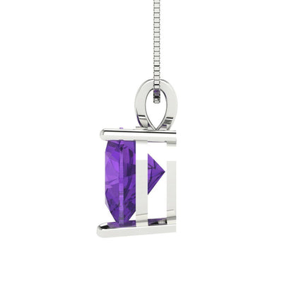 2cttw Heart Cut Amethyst Gold-Plated 925 Silver Pendant and 18" Box-Chain Necklace