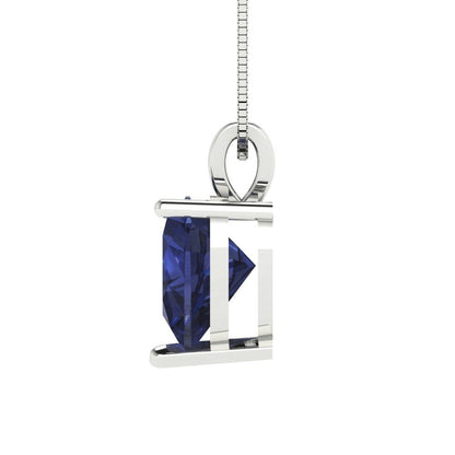 2cttw Heart Cut Blue Sapphire Gold-Plated 925 Silver Pendant and 18" Box-Chain Necklace