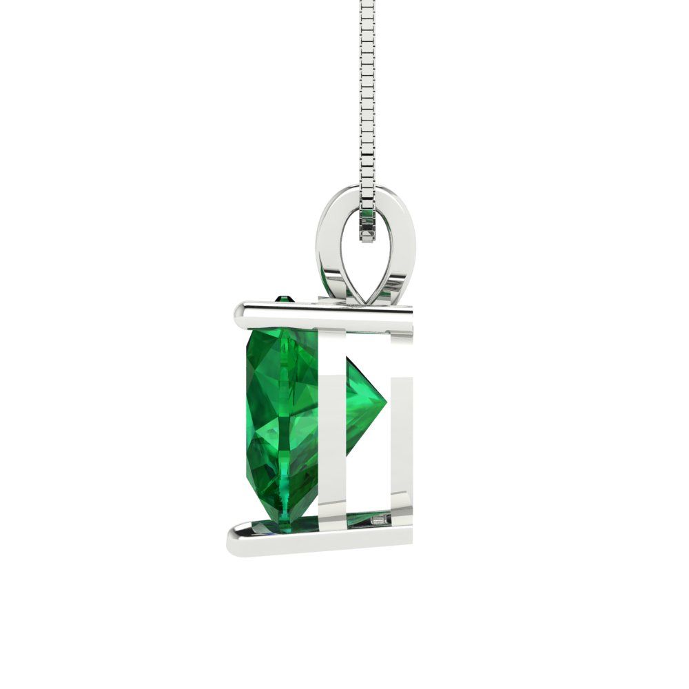 2cttw Heart Cut Emerald Gold-Plated 925 Silver Pendant and 18" Box-Chain Necklace