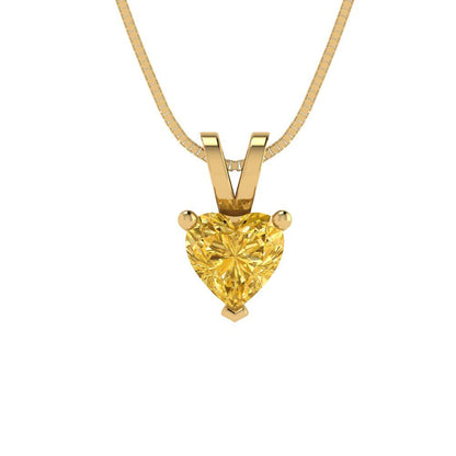 0.5cttw Heart Cut Citrine Gold-Plated 925 Silver Pendant and 18" Box-Chain Necklace
