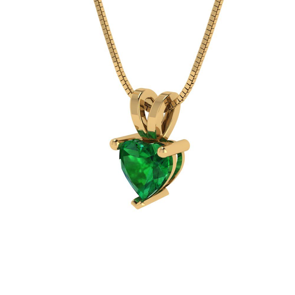 0.5cttw Heart Cut Emerald Gold-Plated 925 Silver Pendant and 18" Box-Chain Necklace