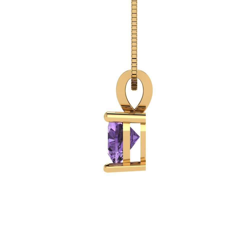 0.5cttw Heart Cut Alexandrite Gold-Plated 925 Silver Pendant and 18" Box-Chain Necklace