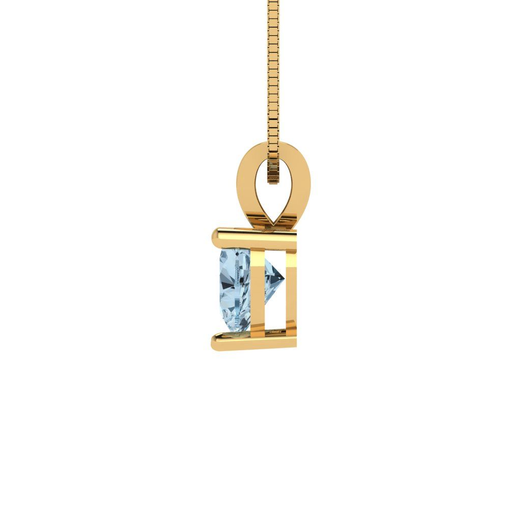 0.5cttw Heart Cut Blue Gold-Plated 925 Silver Pendant and 18" Box-Chain Necklace