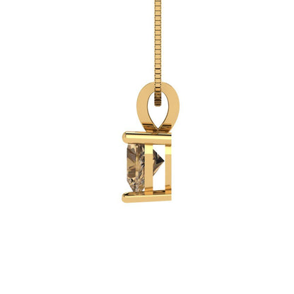 0.5cttw Heart Cut Champagne Gold-Plated 925 Silver Pendant and 18" Box-Chain Necklace