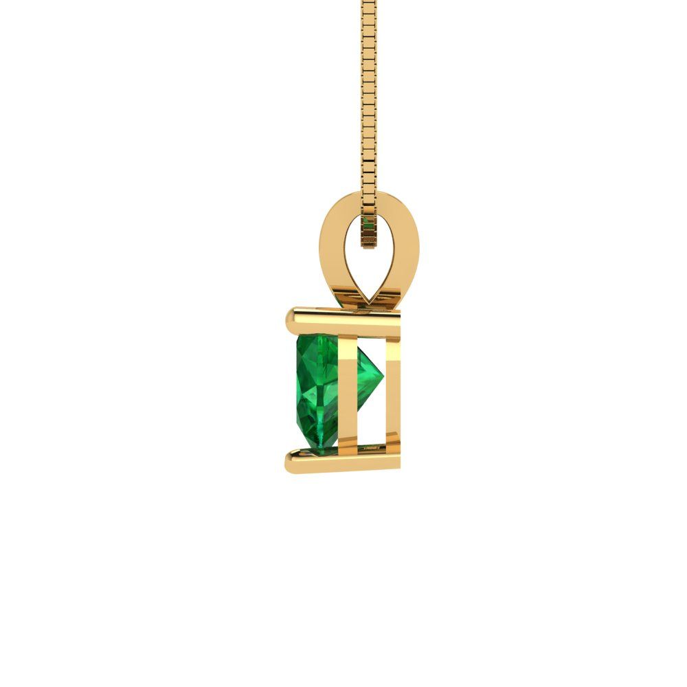 0.5cttw Heart Cut Emerald Gold-Plated 925 Silver Pendant and 18" Box-Chain Necklace