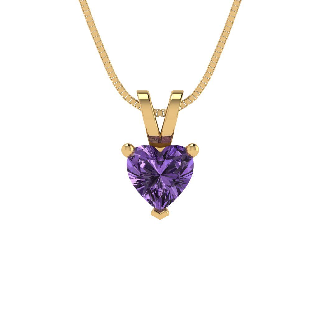 0.5cttw Heart Cut Alexandrite Gold-Plated 925 Silver Pendant and 18" Box-Chain Necklace