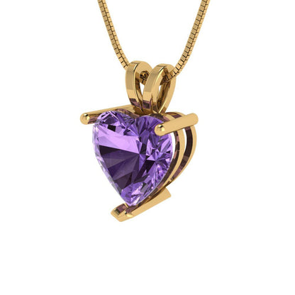 2cttw Heart Cut Alexandrite Gold-Plated 925 Silver Pendant and 18" Box-Chain Necklace