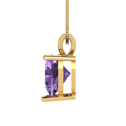 2cttw Heart Cut Alexandrite Gold-Plated 925 Silver Pendant and 18" Box-Chain Necklace