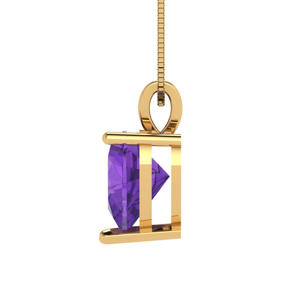 2cttw Heart Cut Amethyst Gold-Plated 925 Silver Pendant and 18" Box-Chain Necklace