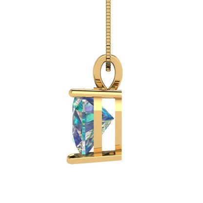 2cttw Heart Cut Blue Moissanite Gold-Plated 925 Silver Pendant and 18" Box-Chain Necklace