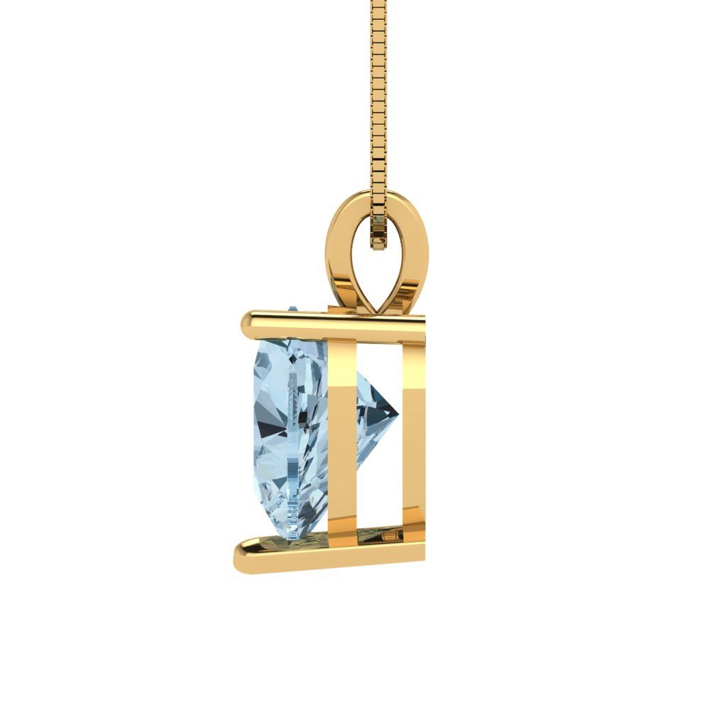 2cttw Heart Cut Blue Gold-Plated 925 Silver Pendant and 18" Box-Chain Necklace