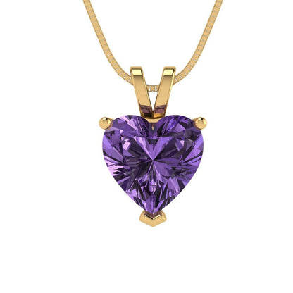 2cttw Heart Cut Alexandrite Gold-Plated 925 Silver Pendant and 18" Box-Chain Necklace