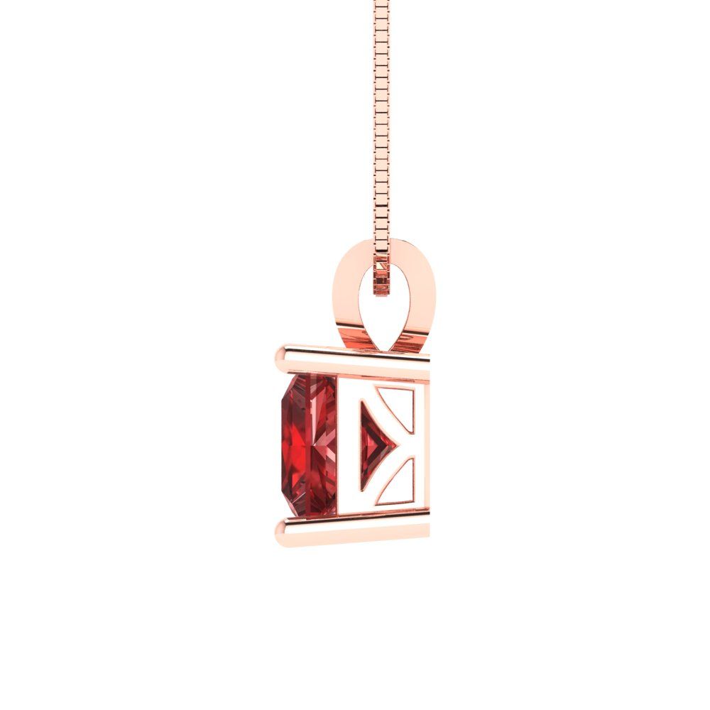 1cttw Princess Cut Garnet Gold-Plated 925 Silver Pendant and 18" Box-Chain Necklace