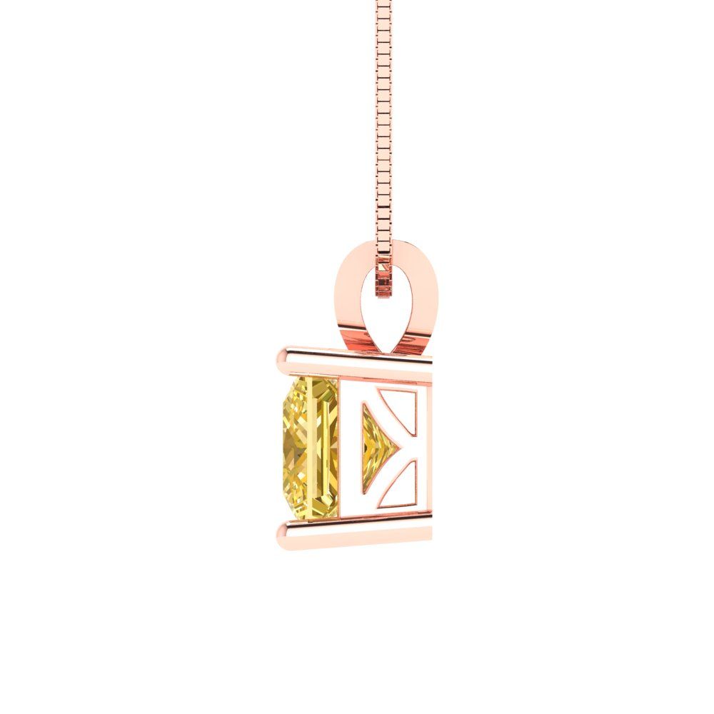 1cttw Princess Cut Citrine Gold-Plated 925 Silver Pendant and 18" Box-Chain Necklace