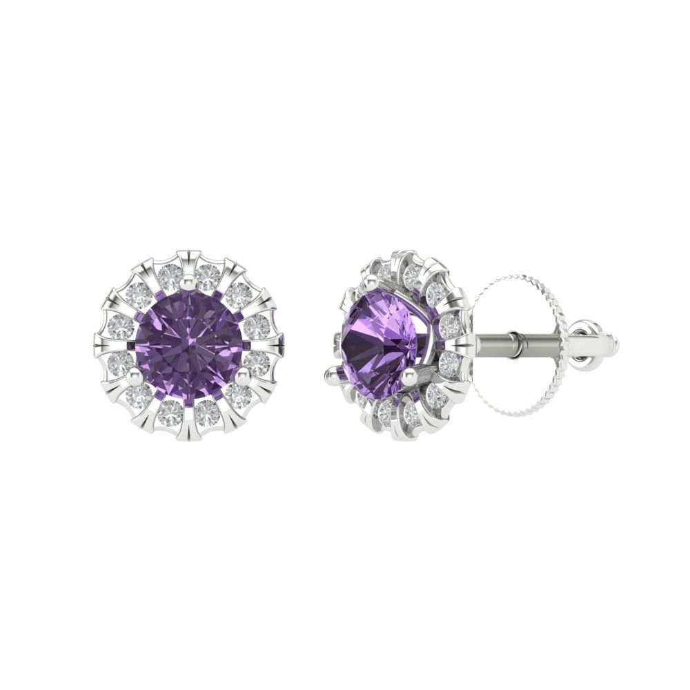 0.8808cttw Alexandrite Gold-Plated 925 Silver Screw Back Stud Earrings