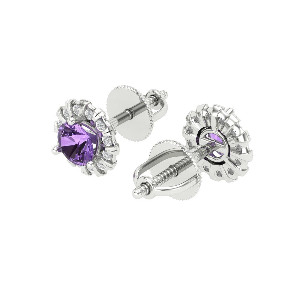 0.8808cttw Alexandrite Gold-Plated 925 Silver Screw Back Stud Earrings