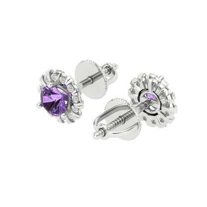0.8808cttw Alexandrite Gold-Plated 925 Silver Screw Back Stud Earrings