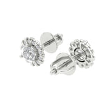 1.18 ct Brilliant Round Cut Halo Studs Natural Diamond Stone Clarity SI1-2 Color G-H White Gold Earrings Screw back