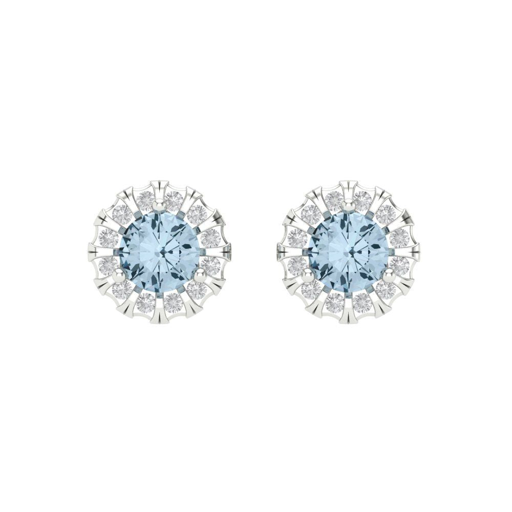 0.8808cttw Aquamarine Gold-Plated 925 Silver Screw Back Stud Earrings