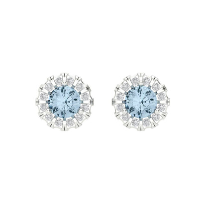 0.8808cttw Aquamarine Gold-Plated 925 Silver Screw Back Stud Earrings