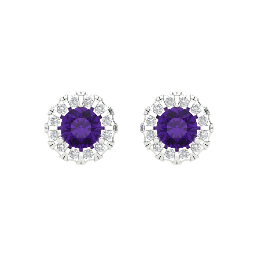 0.8808cttw Amethyst Gold-Plated 925 Silver Screw Back Stud Earrings