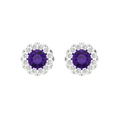 0.8808cttw Amethyst Gold-Plated 925 Silver Screw Back Stud Earrings