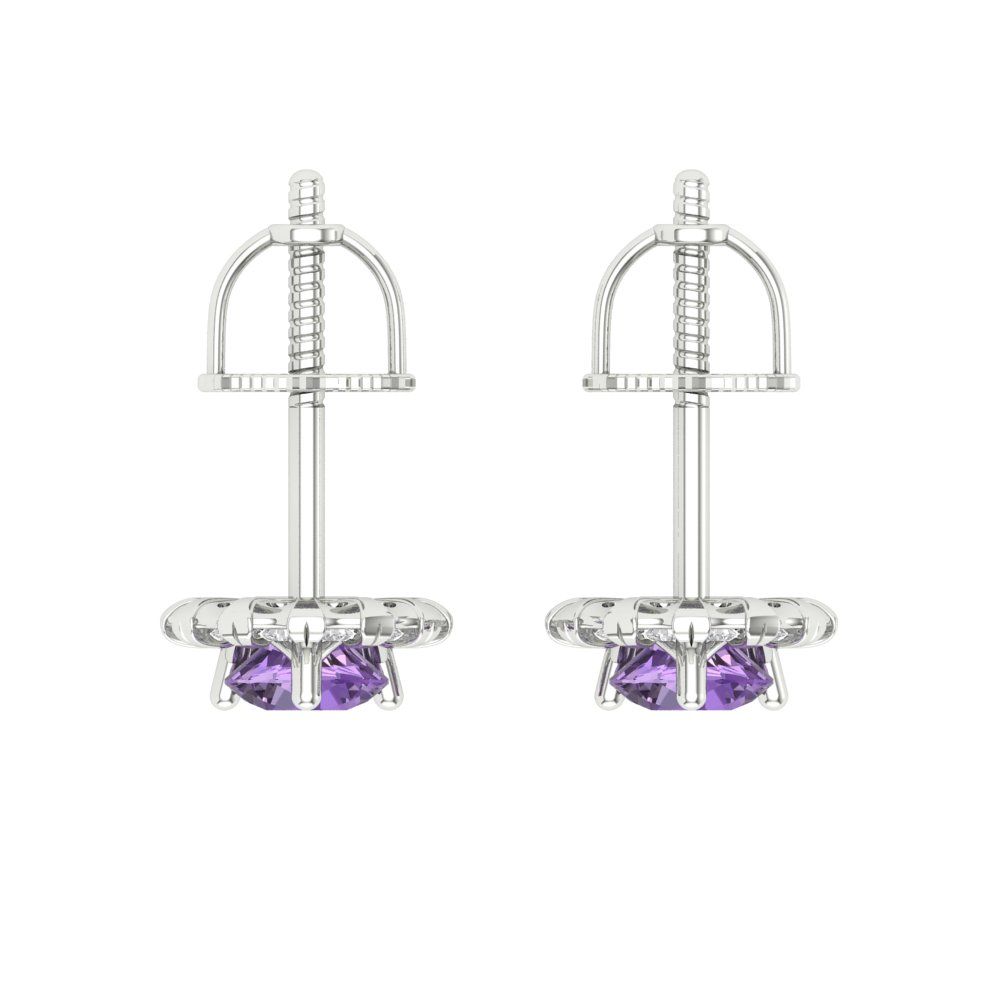 0.8808cttw Alexandrite Gold-Plated 925 Silver Screw Back Stud Earrings
