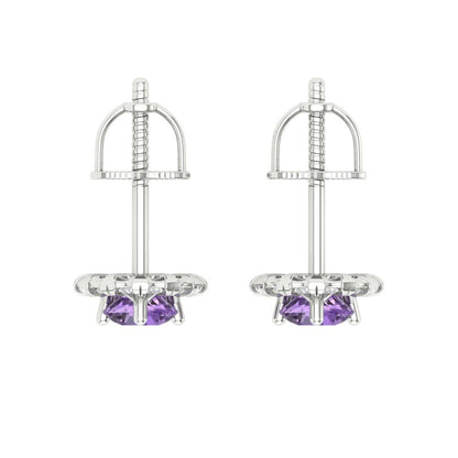 0.8808cttw Alexandrite Gold-Plated 925 Silver Screw Back Stud Earrings