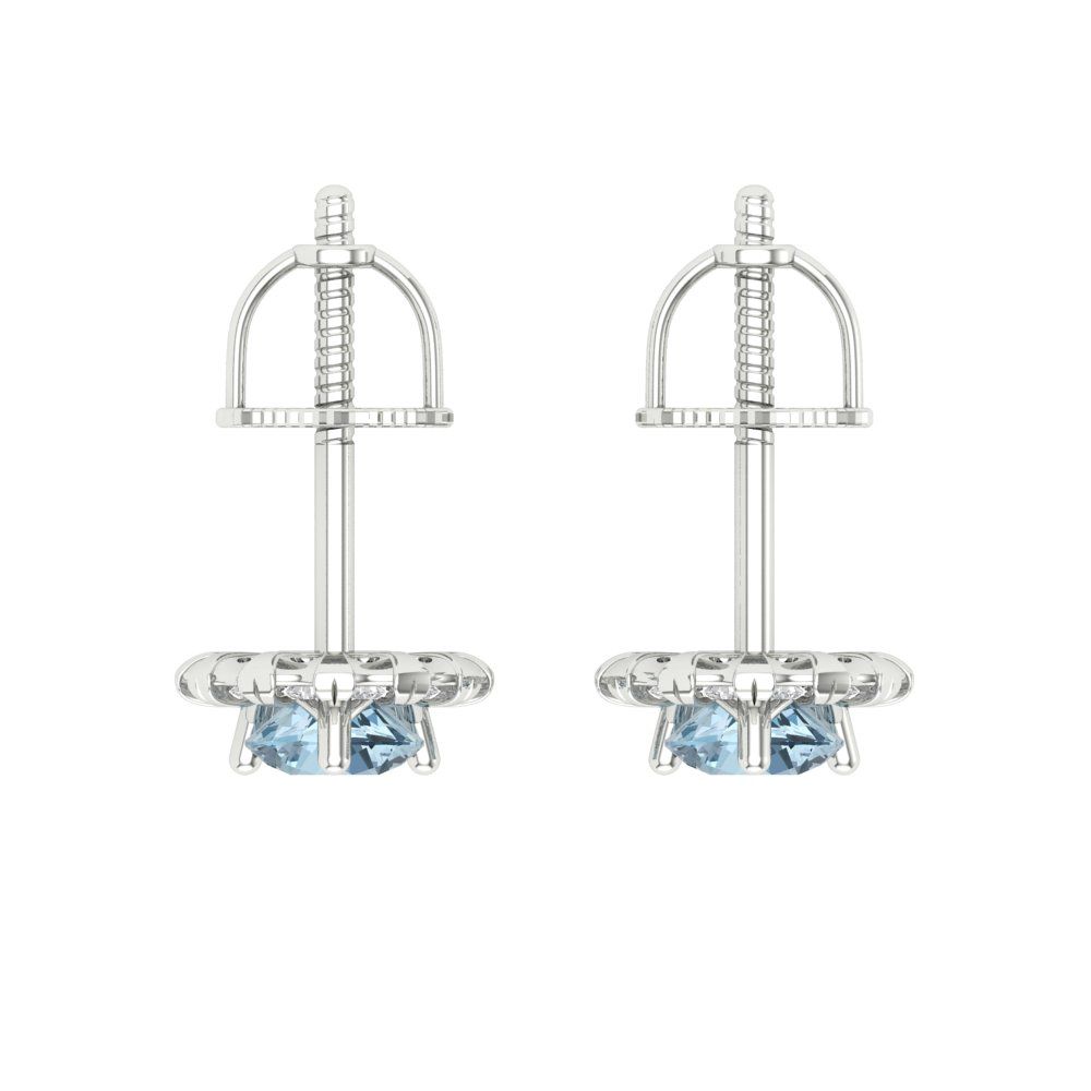 0.8808cttw Aquamarine Gold-Plated 925 Silver Screw Back Stud Earrings