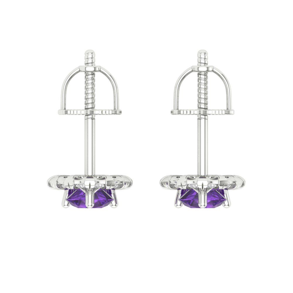 0.8808cttw Amethyst Gold-Plated 925 Silver Screw Back Stud Earrings