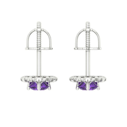 0.8808cttw Amethyst Gold-Plated 925 Silver Screw Back Stud Earrings