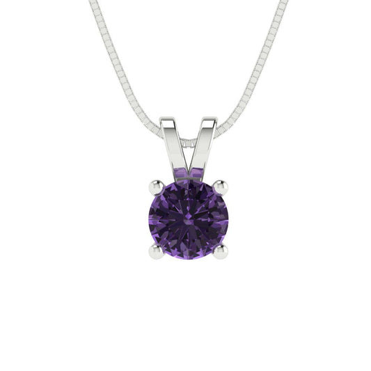0.5cttw Round Cut Alexandrite Gold-Plated 925 Silver Pendant and 16" Box-Chain Necklace