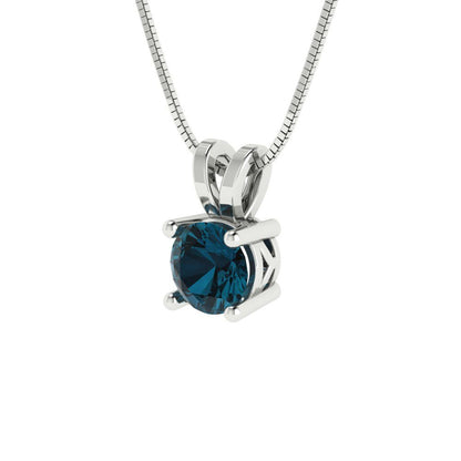 0.5 tcw Necklace Pendant - 14K White Gold Round Cut Solitaire  London - Adjustable Length - 15in Box Chain to 18in