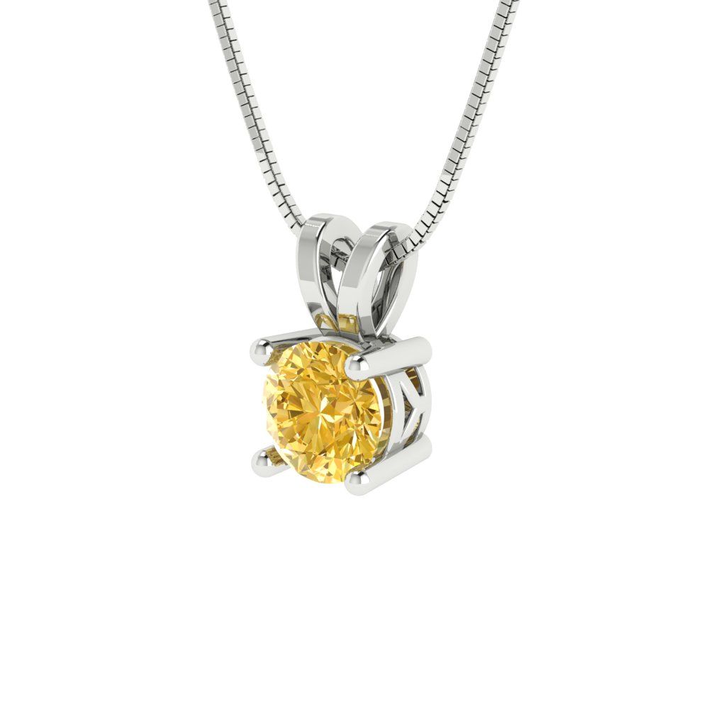 0.5cttw Round Cut Citrine Gold-Plated 925 Silver Pendant and 16" Box-Chain Necklace