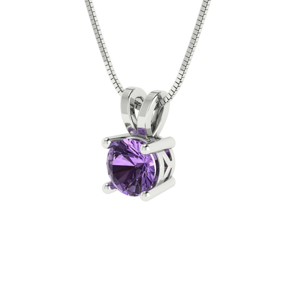 0.5cttw Round Cut Alexandrite Gold-Plated 925 Silver Pendant and 16" Box-Chain Necklace