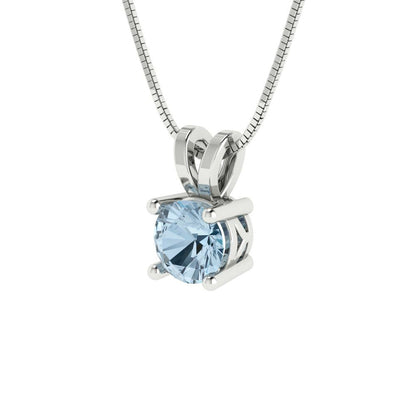 0.5cttw Round Cut Blue Gold-Plated 925 Silver Pendant and 16" Box-Chain Necklace