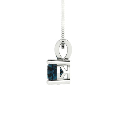 0.5 tcw Necklace Pendant - 14K White Gold Round Cut Solitaire  London - Adjustable Length - 15in Box Chain to 18in