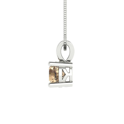 0.5 tcw Necklace Pendant - 14K White Gold Round Cut Solitaire  Yellow Moissanite - Adjustable Length - 15in Box Chain to 18in