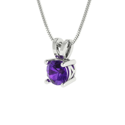 0.5cttw Round Cut Amethyst Gold-Plated 925 Silver Pendant and 18" Box-Chain Necklace